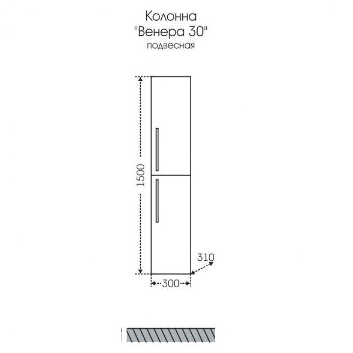 Шкаф-пенал "Венера 30" подвес. дуб адриатика