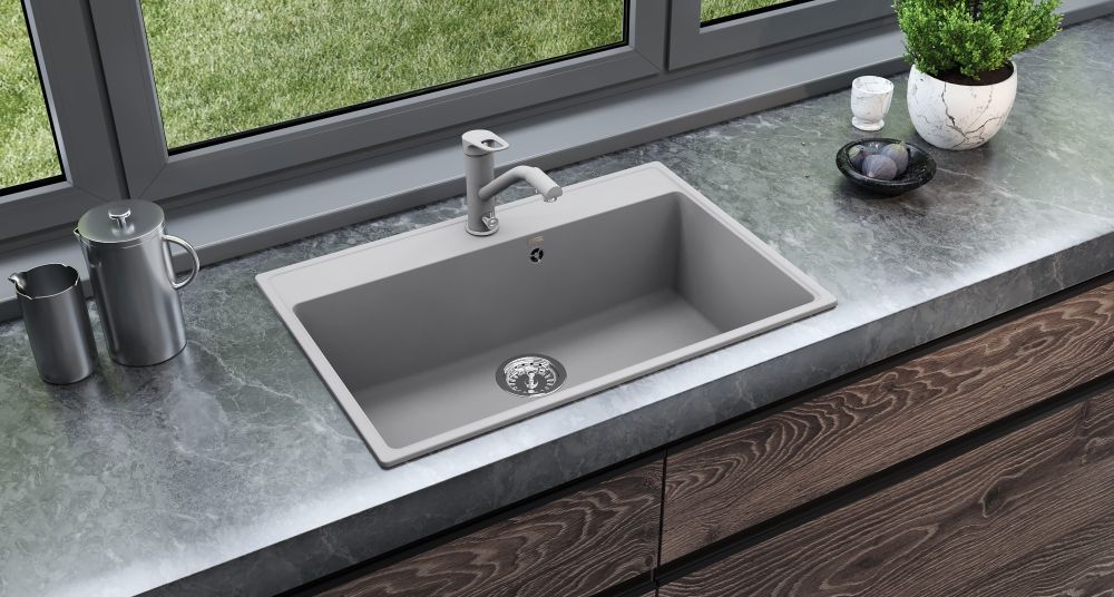 Кухонная мойка Ulgran Quartz Forte 760-05, бетон, артикул Forte 760-05