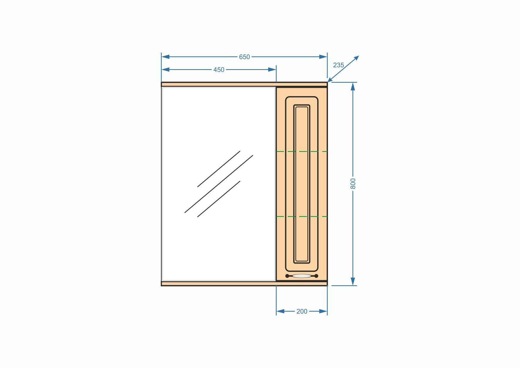 Зеркало-шкаф "Кармела 65/С", карпатская ель