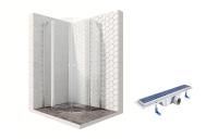 Душевой уголок Ambassador Nord 13011101-ST4, полукруглый, линейный трап, 90х90