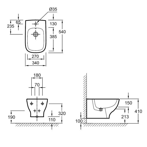 Биде подвесное JACOB DELAFON STRUKTURA EMC0002-00 (прямоугольное, белый, 54*34), шт