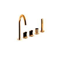 Fantini Venezia Смеситель на борт ванны, 5 отв., с ручн душем, излив 175мм, цвет: Matt Copper PVD
