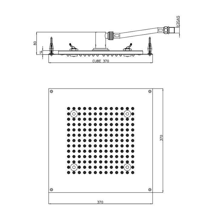 BOSSINI DREAM-CUBE Верхний душ 370 x 370 mm с 4 LED (белый), блок питания/управления, цвет: хром BOSSINI DREAM-CUBE Верхний душ 370 x 370 mm с 4 LED (белый), блок питания/управления, цвет: хром