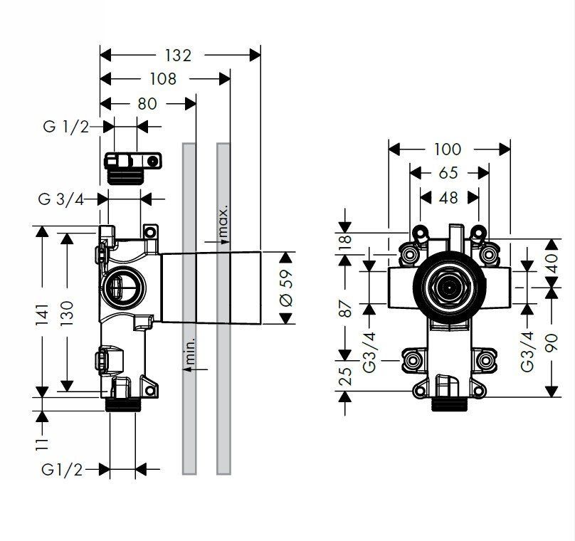 AX Citterio E Скрытая часть для запорного/переключающего вентиля Trio 12x12 AX Citterio E Скрытая часть для запорного/переключающего вентиля Trio 12x12