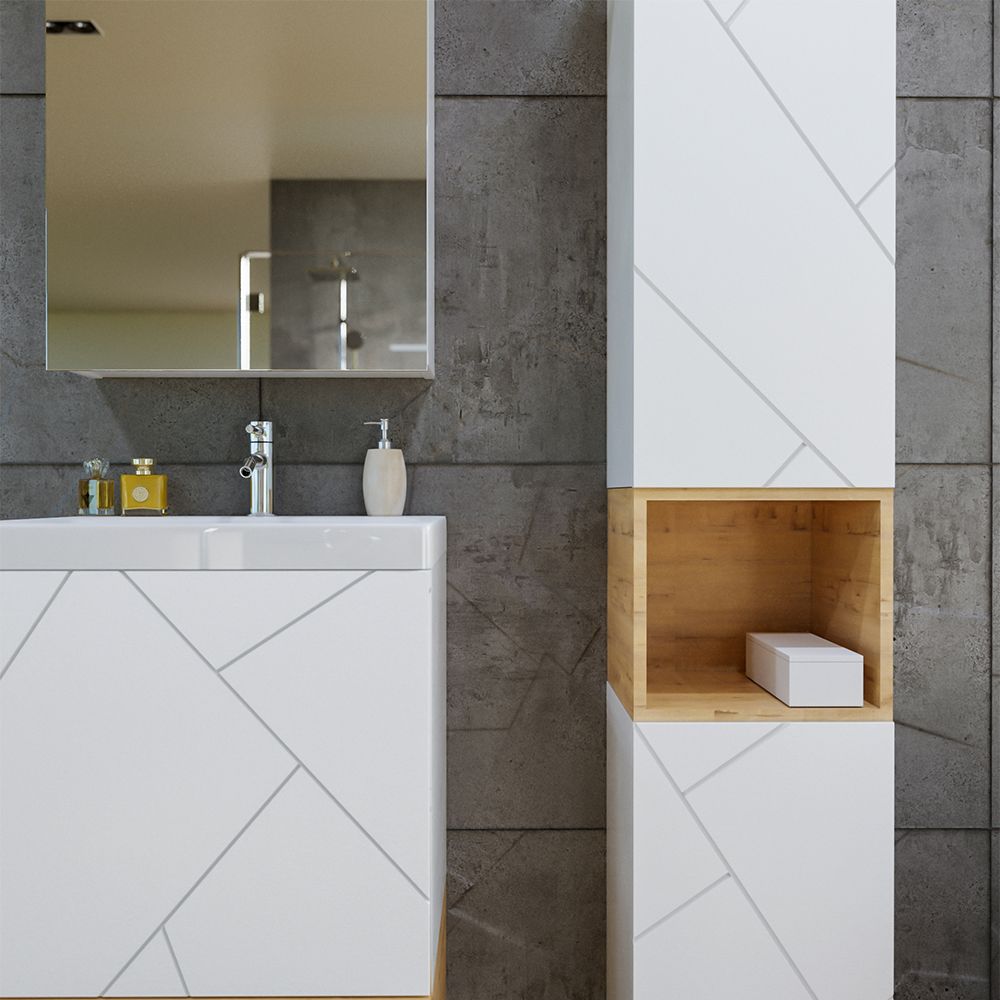 Тумба под раковину подвесная Бриклаер КРИСТАЛЛ белый, 50 см, артикул 4627125415937