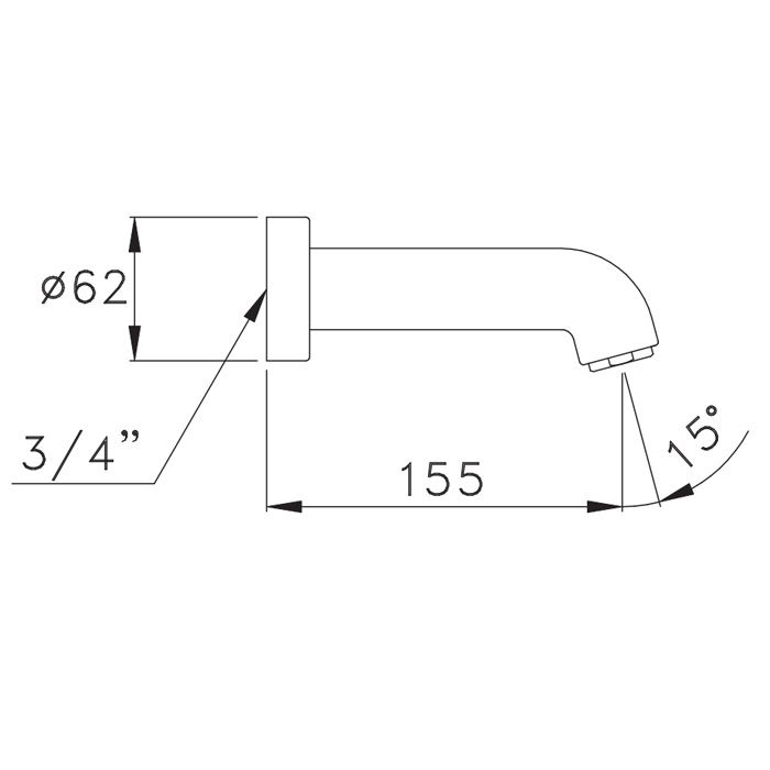 Stella Aster Настенный излив для ванны 0/250, длина 155мм, цвет: хром