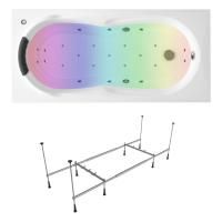 Гидро-аэромассажный комплект с хромотерапией 6 в 1 Lavinia Boho Easter Pro 36229HAC, акриловая ванна 170x75 см, каркас с монтажным набором, подголовник, хромотерапия, аэромассаж, гидромассаж