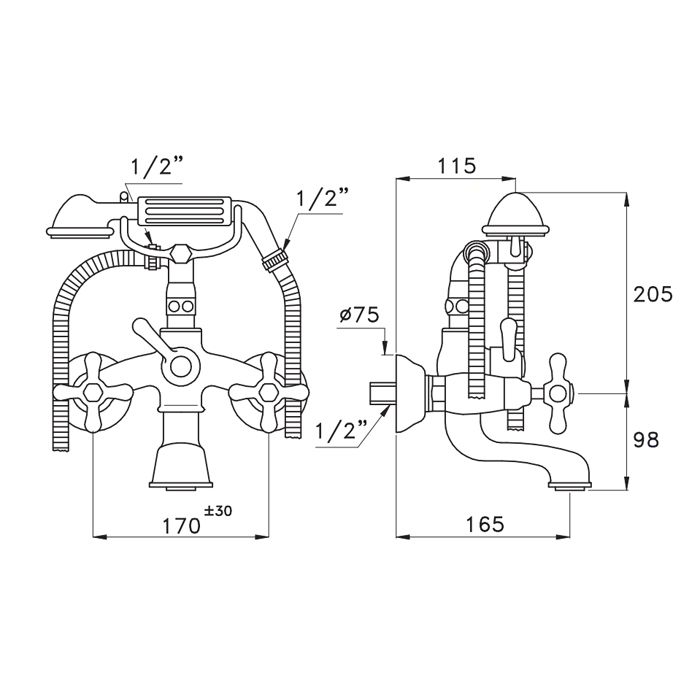 Stella Roma Смеситель для ванны 3274/306 с ручным душем, цвет: хром