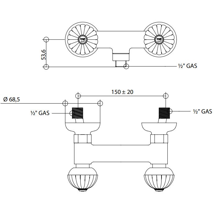 Bongio Radiant Смеситель для душа, цвет золото