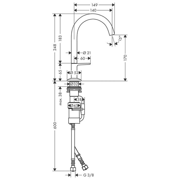 AX One Смеситель для раковины Select 170, со сливом push-open, хром AX One Смеситель для раковины Select 170, со сливом push-open, хром