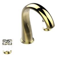 THG PETALE DE CRISTAL CLAIR Смеситель на борт ванны на 3 отверстия, без ручного душа, стекло прозрачное, цвет полированное золото