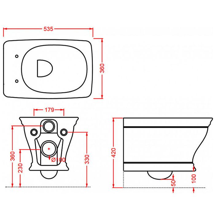 Artceram CIVITAS  Унитаз подвесной 36х54 см, с крепеж. цвет grigio acquarello