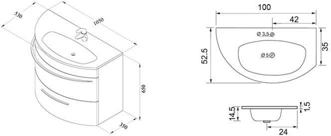 Тумба под раковину De Aqua Эскалада 100 R белый, подвесная с ручкой Тумба под раковину De Aqua Эскалада 100 R белый, подвесная с ручкой