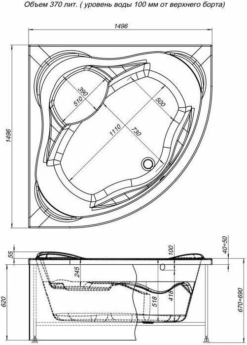 Фронтальный экран Aquanet Malta 150 Фронтальный экран Aquanet Malta 150