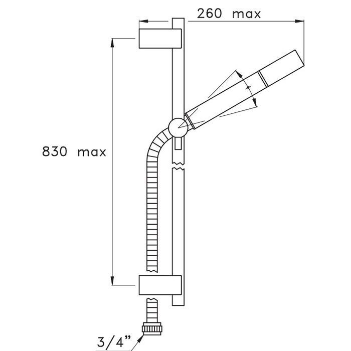 STELLA Душевой комплект с ручным душем, держателем с подводом воды и шлангом, цвет антрацит PVD