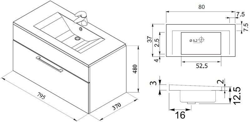 Тумба под раковину De Aqua Кубика 80 белый Тумба под раковину De Aqua Кубика 80 белый