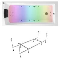 Гидромассажный комплект с хромотерапией 5 в 1 Lavinia Boho One 36066H0C, акриловая ванна 170x70 см, каркас с монтажным набором, подголовник, хромотерапия, гидромассаж