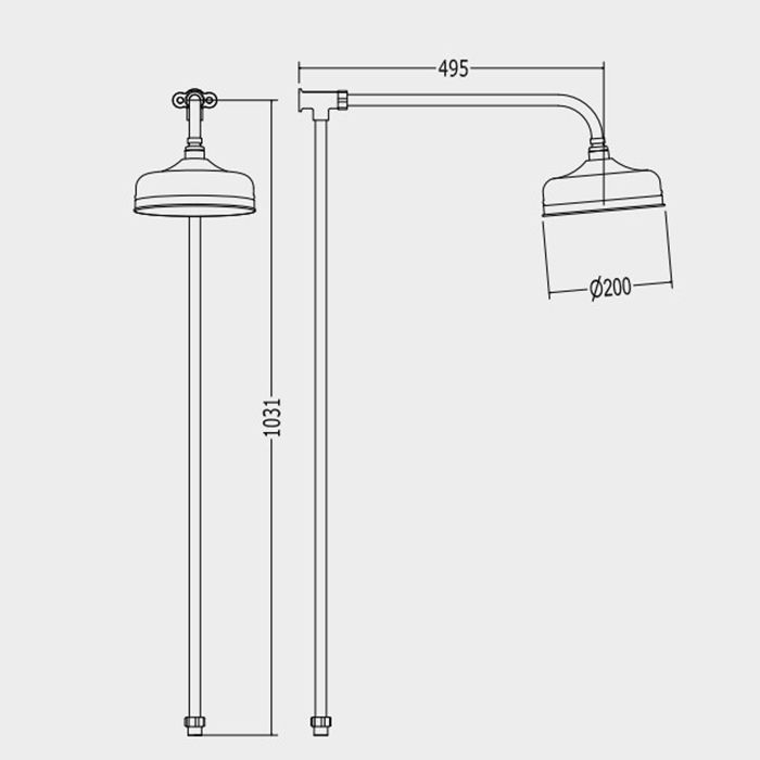 Devon Верхний душ d=20 см с защитой от накипи, с наружней трубой, для термостата MARM74  и ручного душа MARK618, цвет: хром, артикул MARK3183CR