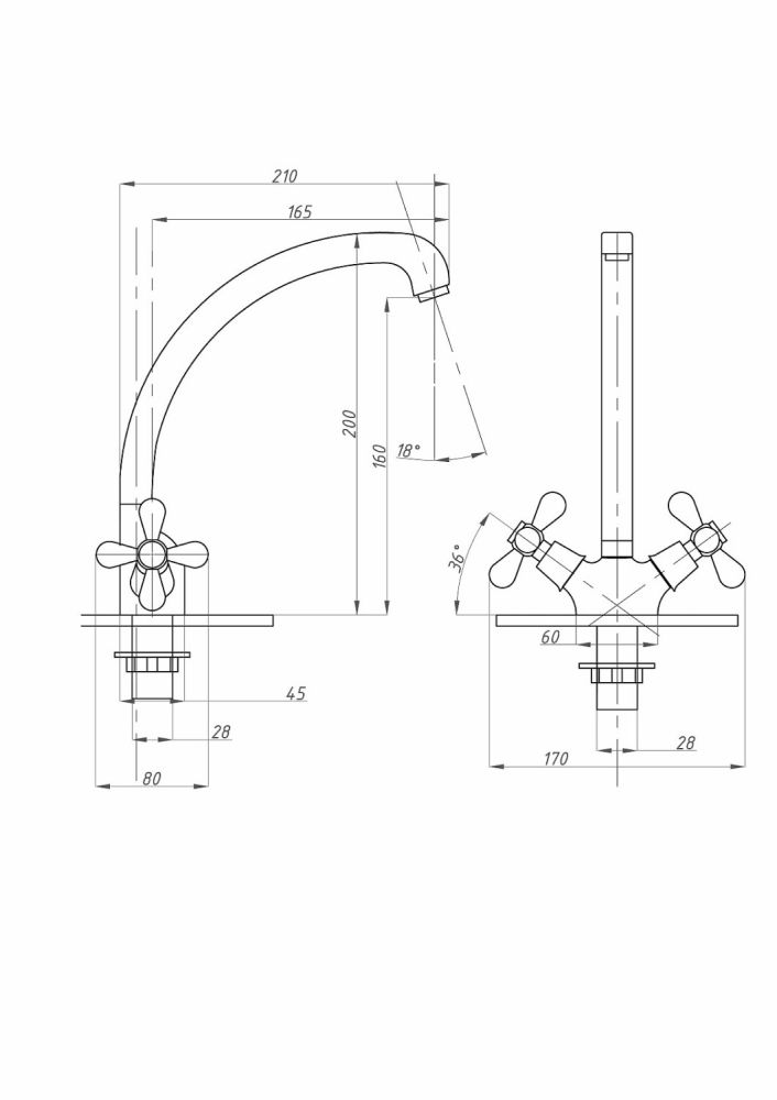 Смеситель для кухни FAUZT FZs-258-10 тип См-МДЦБА, артикул FZs-258-10