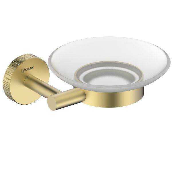 Мыльница Lemark BELUGA подвесная, сталь, стекло, брашированное светлое золото (LMA-8031S-BRLG)