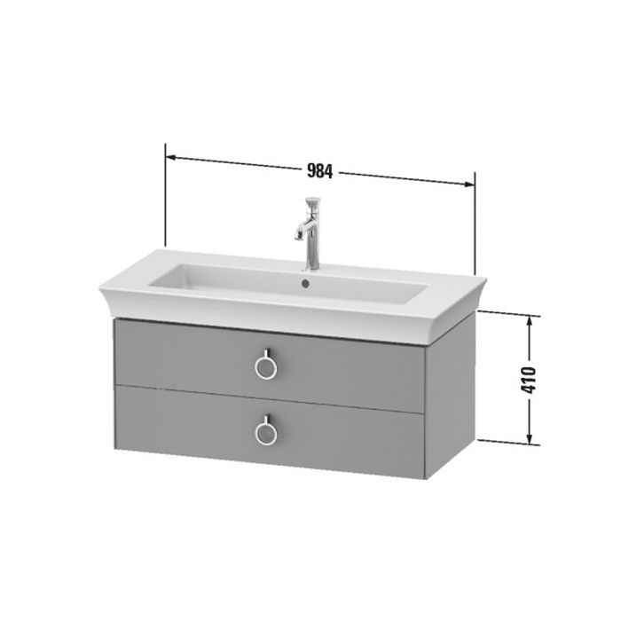 DURAVIT WHITE TULIP Тумба под раковину 984x458х410 мм., подвесная, 2 ящика, цвет темно-серый глянцевый, артикул WT43520H3H3
