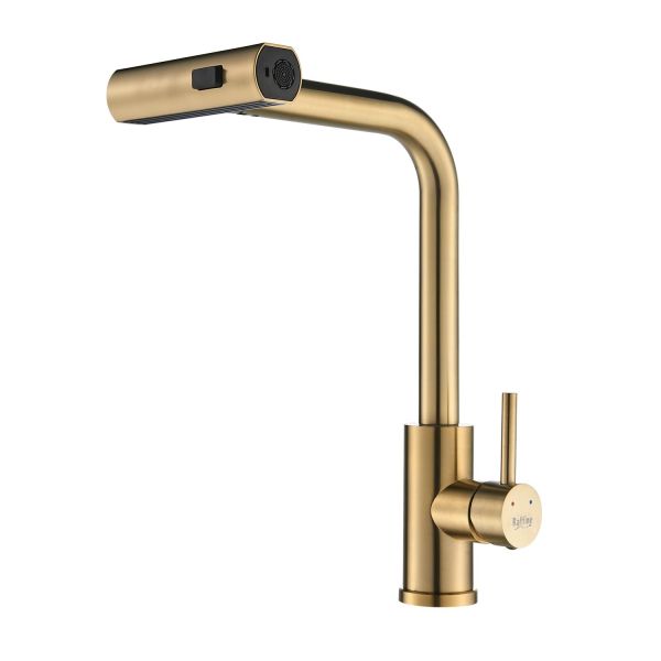 Смеситель для кухни с мультифункциональным изливом Raffine F203G, золотой сатин