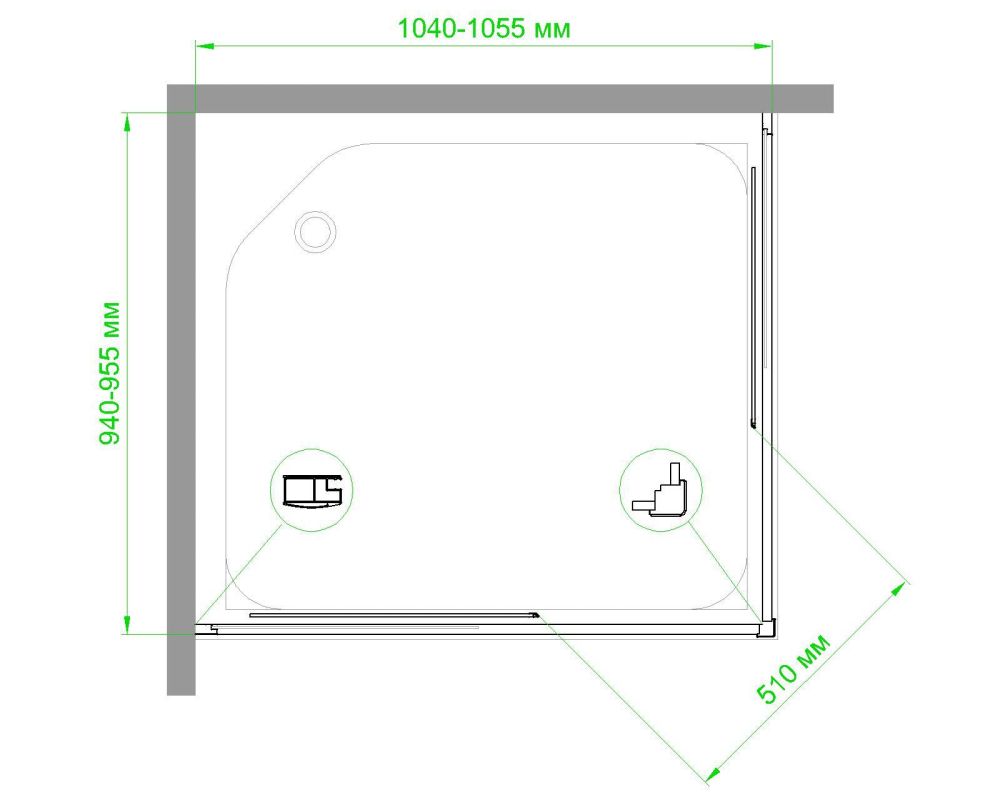 Душевой уголок Royal Bath RB HPD-C-CH 105х95х200 (матовое), артикул RB95105HPD-C-CH