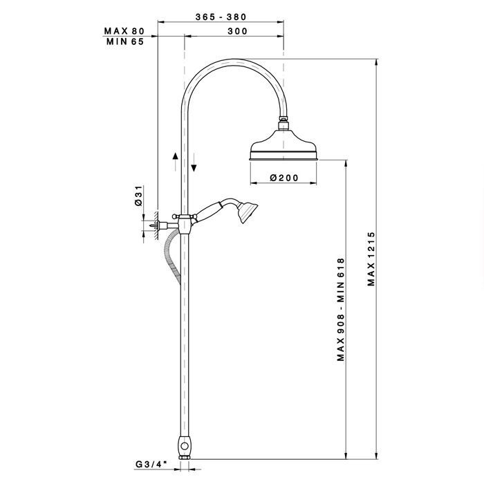 Nicolazzi Doccia Душевая стойка с верхним душем Ø 30см, цвет: тёмная бронза
