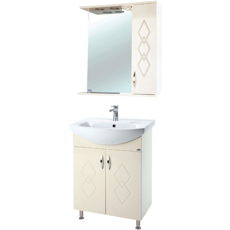 Зеркало со шкафом Bellezza Элеганс 65 R 4618610521073 с подсветкой Бежевое