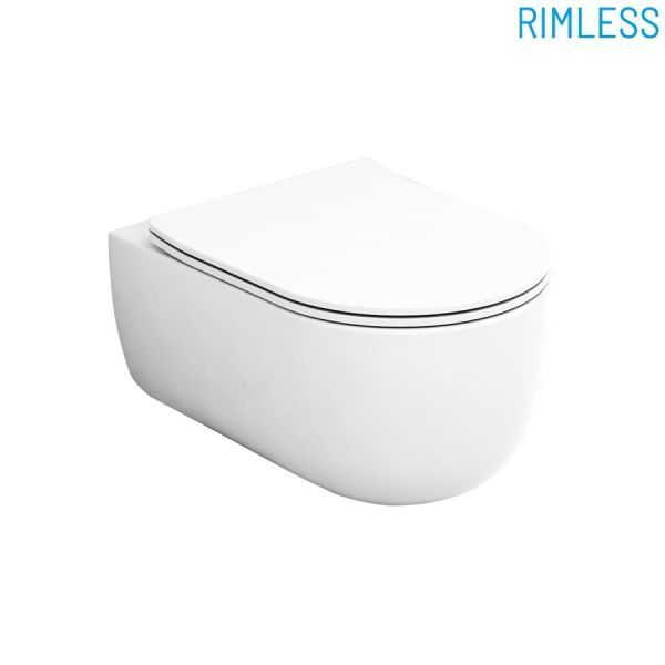 Olympia Milady, подвесной безободковый унитаз c крепежом, 52x37 см, цвет черный матовый