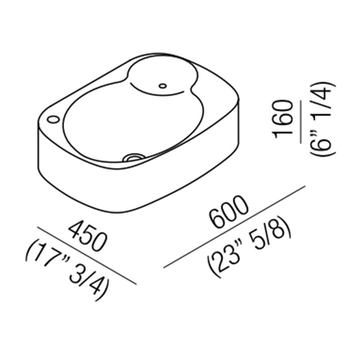 Agape Nivis Раковина подвесная 60x45x16 см, 1 отв., цвет: белый Agape Nivis Раковина подвесная 60x45x16 см, 1 отв., цвет: белый