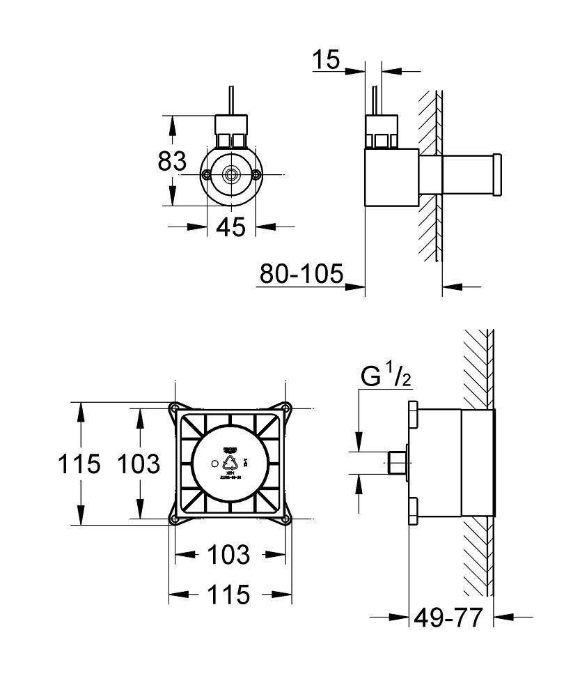 Блок для генератора пара для систем GROHE F-digital deluxe (29074000) Блок для генератора пара для систем GROHE F-digital deluxe (29074000)