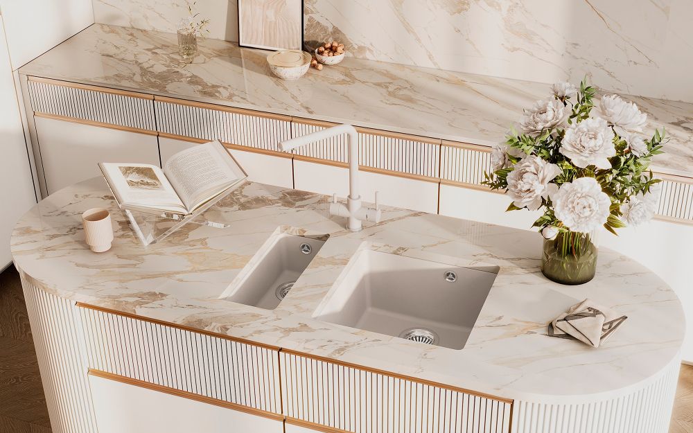 Кухонная мойка Ulgran Quartz Under 160-01, жасмин, артикул Under 160-01