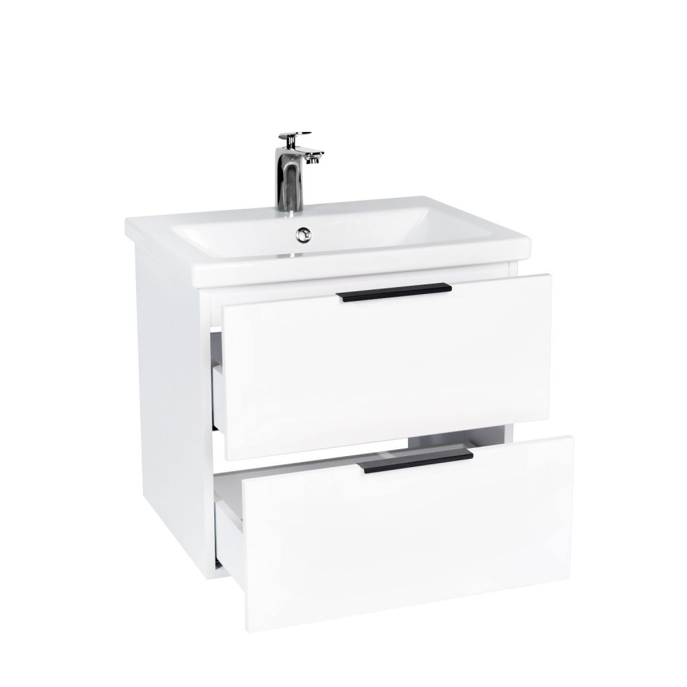 Тумба VIANT "Берлин" 2 ящика подвесная белая 444х570х520 под раковину .S-UM-MOD60/1 (MODUO 60) (VBER60MDBEL-T2YP), артикул VBER60MDBEL-T2YP