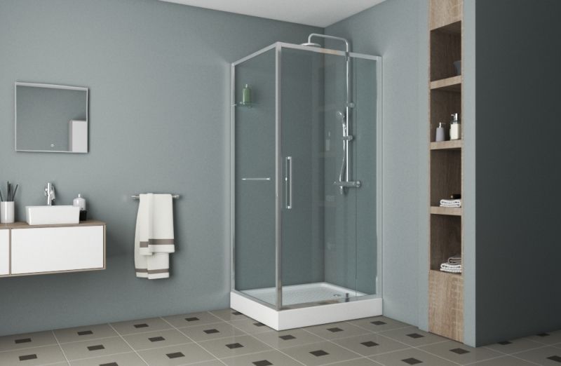 Душевой уголок Bravat Line 90x90 BS090.2116A профиль Хром стекло прозрачное