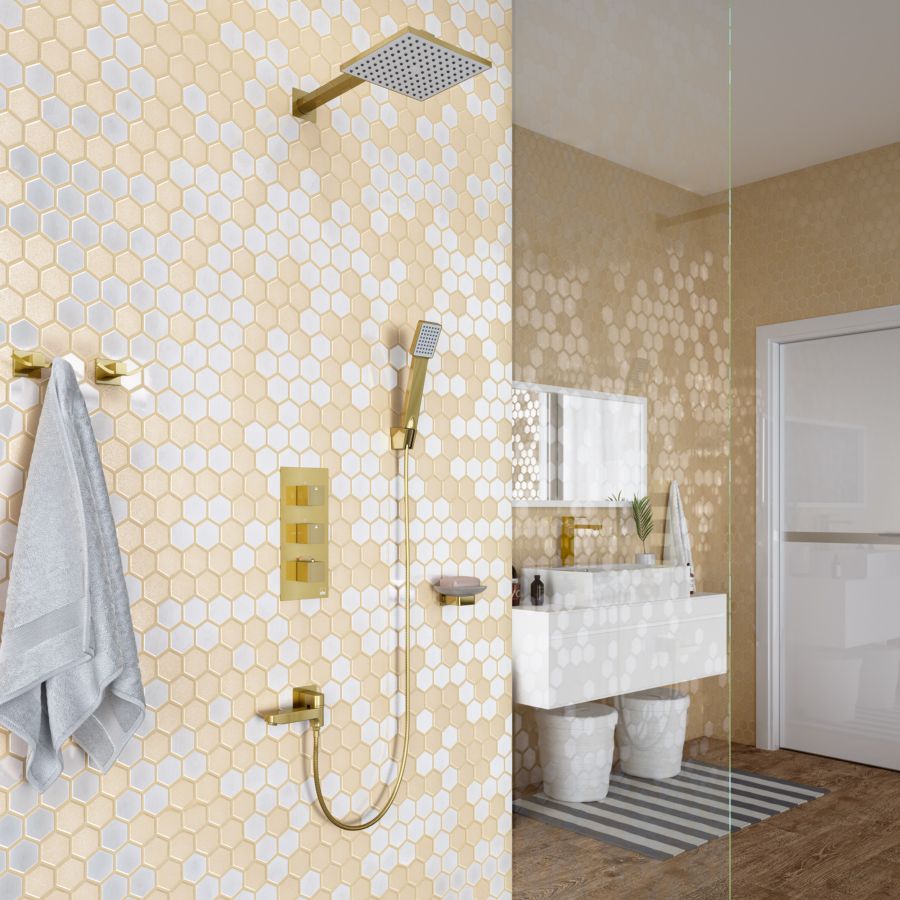 Душевая система встроенная с термостатом Timo Tetra-thermo SX-0199/17SM золото матовое, артикул SX-0199/17SM