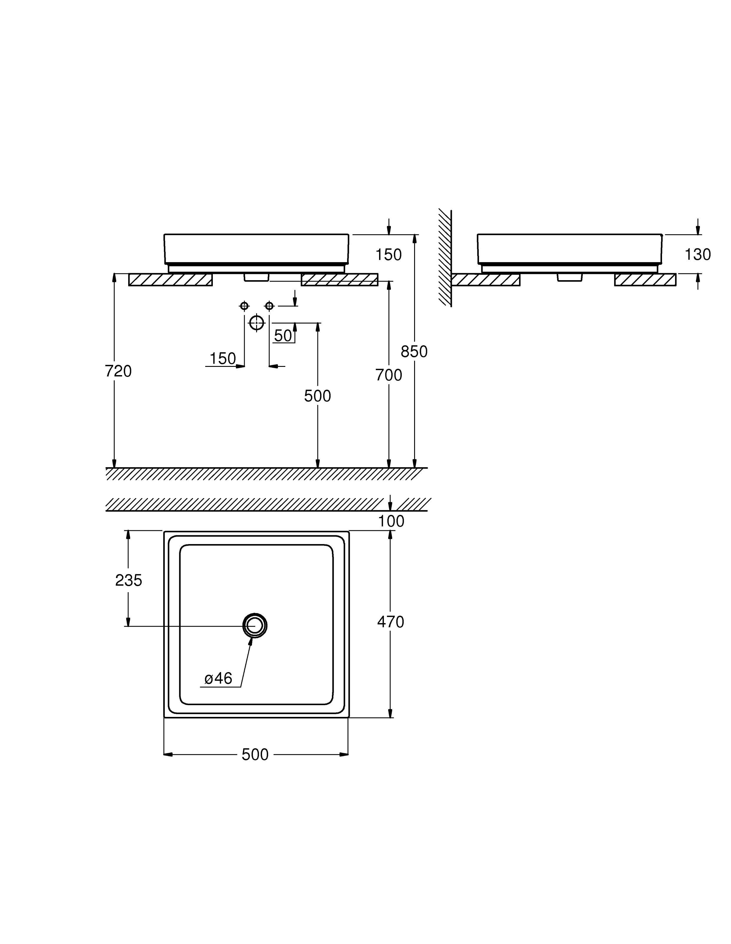 Раковина GROHE Cube Ceramic, свободностоящая, без перелива 50 см, альпин-белый (3948100H) Раковина GROHE Cube Ceramic, свободностоящая, без перелива 50 см, альпин-белый (3948100H)