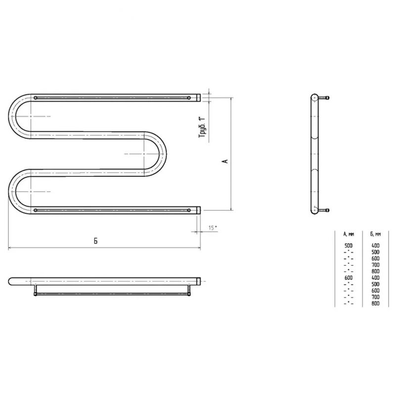 Водяной полотенцесушитель Тругор М 1 П 50x70 с полкой Хром