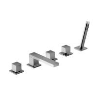 Fantini Mint Смеситель на борт ванны, 5 отв., с ручн душем, излив 175мм, цвет: нержавеющая сталь