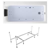 Гидромассажный комплект 4 в 1 Lavinia Boho Catani 36326H00, акриловая ванна 160x80 см (правый разворот), каркас с монтажным набором, подголовник, гидромассаж