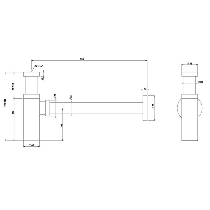 Gessi Eleganza Сифон для раковины квадратный, под донный клапан, цвет: Black XL
