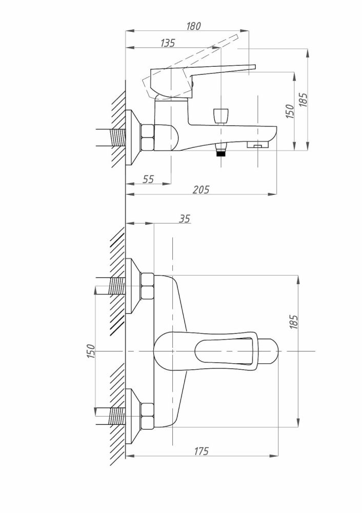 Смеситель для ванны с душем FAUZT FZs-840-129 тип См-ВОРНШлА, артикул FZs-840-129