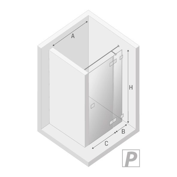 Дверь в нишу NEW TRENDY EVENTA R 110x200 EXK-0135 (хром)