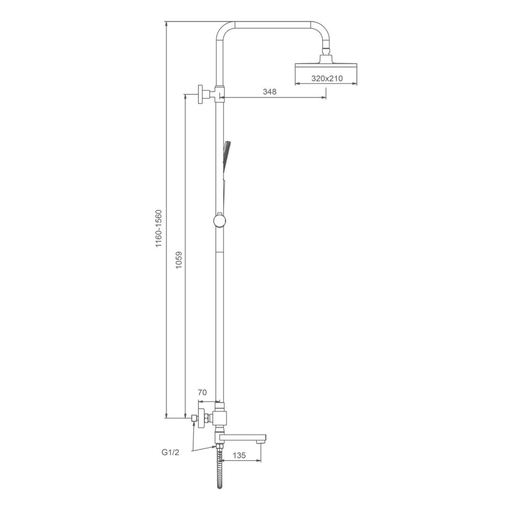 Душевая система с термостатом Splenka S224.26.06, черный