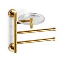 Bertocci Cinquecento Полотенцедержатель поворотный, двойной 23 см с мыльницей, цвет: золото