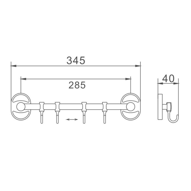 Планка с крючками для полотенец Haiba HB1915-4, хром