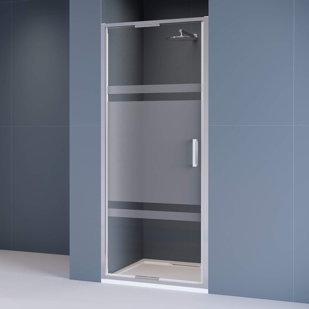 Душевая дверь из стекла, распашная с системой Pull&Slide в нишу RGW SV-05 - хром (Рисунок - матовая полоса, 800), артикул 70320508-201