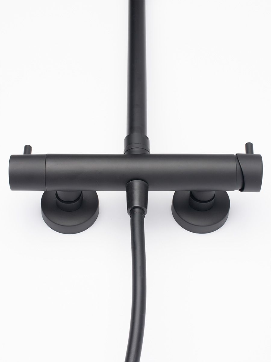 AQM 8001MB Душевая система для душа со смесителем, Матовый Чёрный