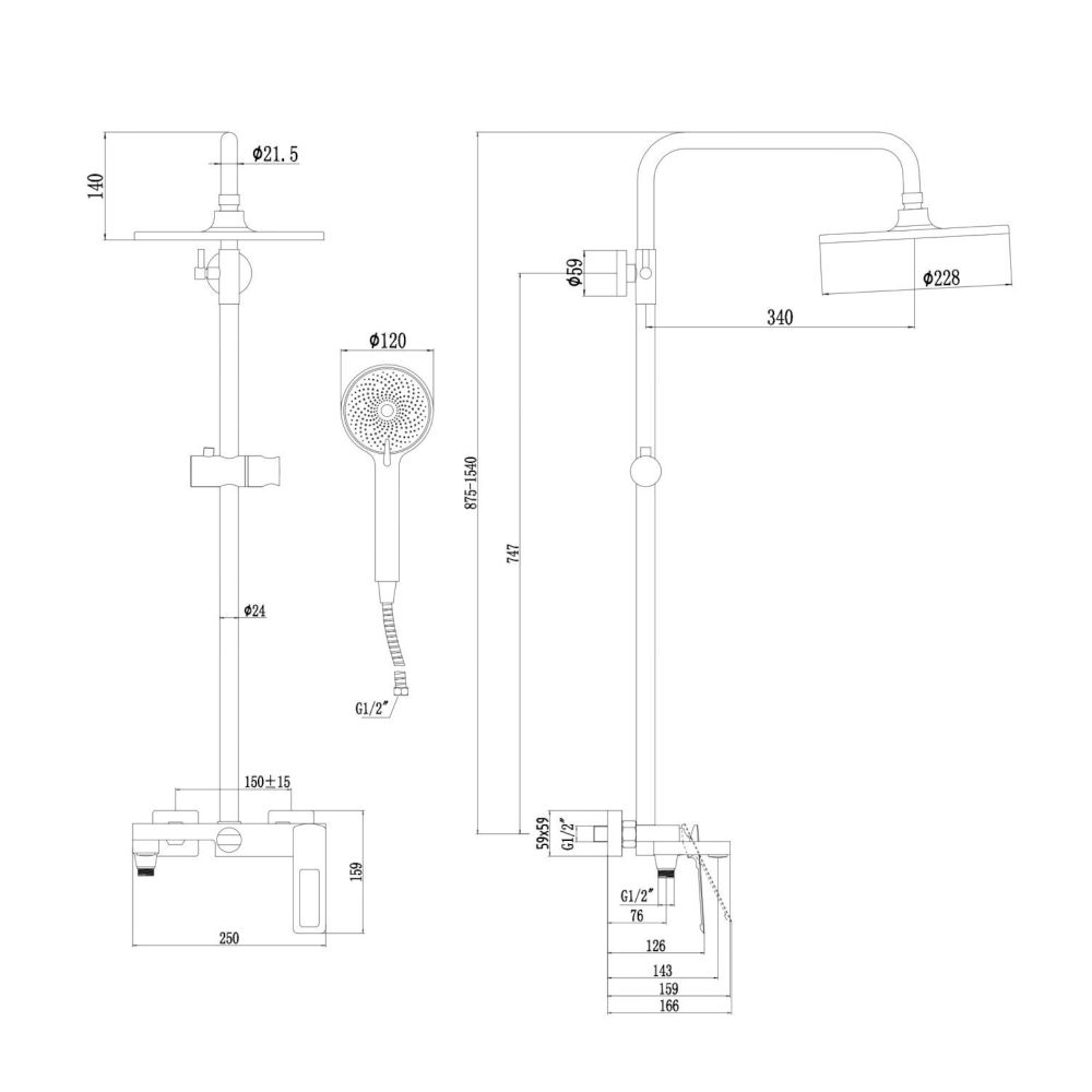 Душевая система Savol S-009045A, хром