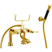 CISAL Cherie Смеситель на борт ванны двухрычажный, с душевым комплектом, цвет золото/черный